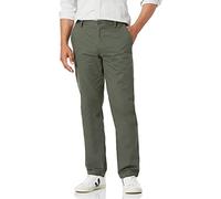 Amazon Essentials Chino Senza Pinces Anti-Grinze con Taglio Dritto Uomo, Verde Oliva Scuro, 35W / 28L