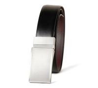 Amazon Essentials Cintura elegante in pelle con placca reversibile - colori fuori produzione Uomo, Castagna/Nero, 125