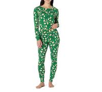 Amazon Essentials Completi Coordinati di Pigiami Natalizi per La Famiglia Donna, Verde Smeraldo Scuro Pan di Zenzero, L