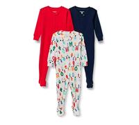 Amazon Essentials Completi Coordinati di Pigiami Natalizi per La Famiglia Unisex Bambini e Ragazzi, Pacco da 3, Luci Festive, 3 Anni