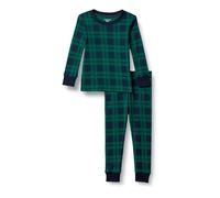 Amazon Essentials Completi Coordinati di Pigiami Natalizi per La Famiglia Unisex Bambini e Ragazzi, Verde Smeraldo Scuro Blu Marino Motivo Scozzese, 6-7 Anni
