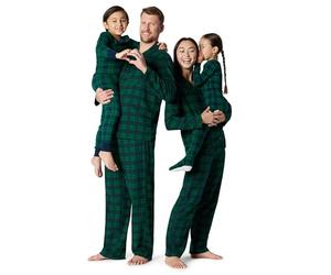 Amazon Essentials Completi Coordinati di Pigiami Natalizi per La Famiglia Unisex Bimbi, Pacco da 3, Verde Smeraldo Scuro Blu Marino Motivo Scozzese, Prematuro