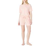 Amazon Essentials Completo Notte con T-Shirt Maniche Corte In Morbido Misto Cotone e Shorts Donna, Rosa Chiaro, XL