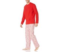Amazon Essentials Completo Pigiama con Pantaloni e Maglia a Maniche Lunghe in Flanella Uomo, Bianco Bosco, M