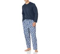 Amazon Essentials Completo Pigiama con Pantaloni e Maglia a Maniche Lunghe in Flanella Uomo, Blu Marino Orsi Polari, S