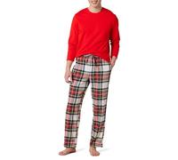 Amazon Essentials Completo Pigiama con Pantaloni e Maglia a Maniche Lunghe in Flanella Uomo, Rosso Tartan Plaid, L