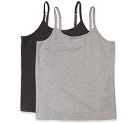 Amazon Essentials Confezione Canotta E Canottiera, Disponibile in Taglie Forti Donna, Pacco da 2, Carbone Puntinato/Grigio Chiaro Puntinato, 4XL Plus