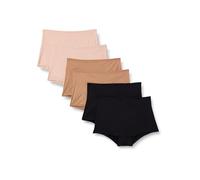 Amazon Essentials Culotte a Vita Alta in Microfibra Effetto Pesca Donna, Pacco da 6, Bronzo Lavato/Nero/Petalo Chiaro, 42