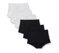 Amazon Essentials Culotte a Vita Alta in Microfibra Effetto Pesca Donna, Pacco da 6, Nero/Bianco, 44