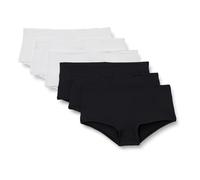Amazon Essentials Culotte in Microfibra Effetto Pesca Donna, Pacco da 6, Nero/Bianco, 46