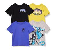 Amazon Essentials DC - Maglietta a Maniche Corte da Bambino, Confezione da 4, Logo Batman, 4T