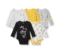 Amazon Essentials Disney | Marvel | Star Wars Body a Maniche Lunghe Unisex - Bambini e ragazzi, Pacco da 5, Winnie the Pooh Oh Bother, 0-3 mesi
