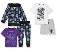 Amazon Essentials Disney | Marvel | Star Wars Completi Bambini e Ragazzi, Pacco da 5, Marvel Black Panther, 6-7 Anni