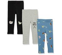 Amazon Essentials Disney | Marvel | Star Wars | Frozen | Princess Leggings Bambine e Ragazze, Pacco da 3, Forza Grogu, 10 Anni
