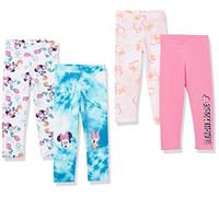 Amazon Essentials Disney | Marvel | Star Wars | Frozen | Princess Leggings Bambine e Ragazze, Pacco da 4, Minnie/Spiaggia, 6-7 Anni
