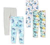 Amazon Essentials Disney | Marvel | Star Wars | Frozen | Princess Leggings Bambine e Ragazze, Pacco da 4, Stitch/Pizza, 6-7 Anni