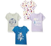 Amazon Essentials Disney | Marvel | Star Wars | Frozen | Princess T-Shirt a Maniche Corte Bambine e ragazze, Pacco da 4, Grigio/Porpora/Blu/Frozen 2 - Più Forti Insieme, 10 anni