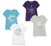 Amazon Essentials Disney | Marvel | Star Wars | Frozen | Princess T-Shirt a Maniche Corte Bambine e ragazze, Pacco da 4, Porpora/Blu/Grigio/Frozen 2 - Leader Nata, 2 anni