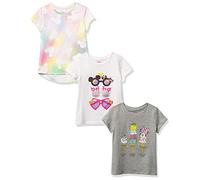 Amazon Essentials Disney | Marvel | Star Wars | Frozen | Princess T-Shirt a Maniche Corte Bambine e Ragazze, Pacco da 3, Bianco/Estate/Grigio Minnie, 5 Anni