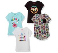 Amazon Essentials Disney | Marvel | Star Wars | Frozen | Princess T-Shirt a Maniche Corte Bambine e Ragazze, Pacco da 4, Bianco Supereroi Marvel/Blu/Grigio/Nero, 5 Anni