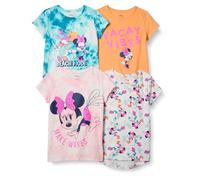Amazon Essentials Disney | Marvel | Star Wars | Frozen | Princess T-Shirt a Maniche Corte Bambine e Ragazze, Pacco da 4, Minnie/Spiaggia, 11-12 Anni