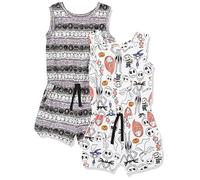 Amazon Essentials Disney | Marvel | Star Wars | Frozen | Princess Tuta Corta Smanicata in Maglia Bambine e Ragazze, Pacco da 2, Grigio Bianco Ghirigori, 8 Anni