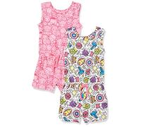 Amazon Essentials Disney | Marvel | Star Wars | Frozen | Princess Tuta Corta Smanicata in Maglia Bambine e Ragazze, Pacco da 2, Festive Marvel - Kids, 2 anni