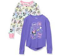 Amazon Essentials Disney | Marvel | Star Wars | Frozen T-Shirt Termica a Maniche Lunghe Bambine e Ragazze, Pacco da 2, Porpora/Minnie, 8 Anni