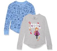 Amazon Essentials Disney | Marvel | Star Wars | Frozen T-Shirt Termica a Maniche Lunghe Bambine e Ragazze, Pacco da 2, Frozen 2 - Leader Nata, 6-7 anni