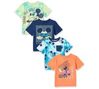 Amazon Essentials Disney | Marvel | Star Wars Magliette a Maniche Corte (precedentemente Spotted Zebra) Bambini e Ragazzi, Pacco da 4, Topolino/Spiaggia, 4 Anni