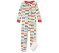 Amazon Essentials Disney | Marvel | Star Wars Pigiami con Piedi Attillati in Cotone Unisex Bimbi, Marvel Holiday Bricks - Footed Sleeper, 18 mesi