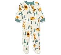 Amazon Essentials Disney | Marvel | Star Wars Pigiami con Piedi Attillati in Cotone Unisex Bimbi, Pooh Holiday Forest - Sleep & Play, Prematuro