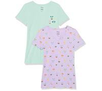 Amazon Essentials Disney | Marvel | Star Wars | Princess T-Shirt con Scollo a v a Maniche Corte con vestibilità Classica Donna, Pacco da 2, Minnie Faces, XS