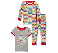 Amazon Essentials Disney | Marvel | Star Wars Set da Notte Pigiama in Flanella Unisex Bambini e Ragazzi, Marvel Holiday Bricks - Baby And Kids, 3 anni