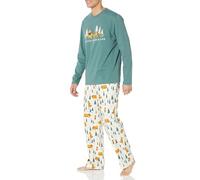 Amazon Essentials Disney | Marvel | Star Wars Set da Notte Pigiama in Flanella Uomo, Pooh Holiday Forest - Mens, XS