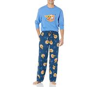 Amazon Essentials Disney | Marvel | Star Wars Set da Notte Pigiama in Flanella Uomo, Star Wars Grogu - Mens, XS