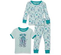 Amazon Essentials Disney | Marvel | Star Wars Set di Pigiama da Notte Attillati in Cotone Bambini e Ragazzi, Pacco da 3, Set 3 Pezzi Star Wars Verde R2-d2, 9 Anni