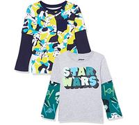 Amazon Essentials Disney | Marvel | Star Wars T-Shirt 2 in 1 a Maniche Lunghe Bambini e Ragazzi, Pacco da 2, Logo Star Wars/Mimetica, 11-12 Anni