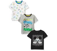 Amazon Essentials Disney | Marvel | Star Wars T-Shirt a Maniche Corte Bambini e Ragazzi, Pacco da 3, Nero/Grigio/Bianco Topolino And Friends, 5 Anni