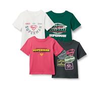 Amazon Essentials Disney | Marvel | Star Wars T-Shirt a Maniche Corte Bambini e ragazzi, Pacco da 4, Justice League Di Superman, 9 anni