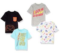 Amazon Essentials Disney | Marvel | Star Wars T-Shirt a Maniche Corte Bambini e ragazzi, Pacco da 4, Lightning Mcqueen, 4 anni