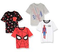 Amazon Essentials Disney | Marvel | Star Wars T-Shirt a Maniche Corte Bambini e ragazzi, Pacco da 4, Marvel - Uomo Ragno, 10 anni