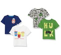 Amazon Essentials Disney | Marvel | Star Wars T-Shirt a Maniche Corte Bambini e Ragazzi, Pacco da 4, Marvel Hulk, 9 Anni
