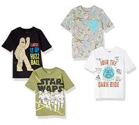 Amazon Essentials Disney | Marvel | Star Wars T-Shirt a Maniche Corte Bambini e ragazzi, Pacco da 4, Nero/Verde Oliva/Bianco Star Wars, 2 anni