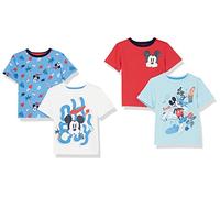 Amazon Essentials Disney | Marvel | Star Wars Magliette a Maniche Corte (precedentemente Spotted Zebra) Bambini e Ragazzi, Pacco da 4, Stampa Topolino, 9 Anni