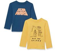 Amazon Essentials Disney | Marvel | Star Wars T-Shirt a Maniche Lunghe Bambini e Ragazzi, Pacco da 2, Star Wars - Rule The Galaxy, 2 Anni
