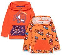 Amazon Essentials Disney | Marvel | Star Wars T-Shirt a Maniche Lunghe con Cappuccio Leggere Bambini e ragazzi, Pacco da 2, Marvel - Spiderman, 8 anni