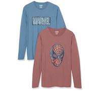 Amazon Essentials Disney | Marvel | Star Wars T-Shirt a Maniche Lunghe Uomo, Pacco da 2, Marvel - Spiderman, L