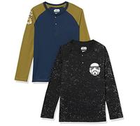 Amazon Essentials Disney | Marvel | Star Wars T-Shirt con Collo Serafino a Maniche Lunghe Bambini e Ragazzi, Pacco da 2, Star Wars Icons, 8 Anni