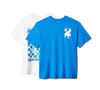 Amazon Essentials Disney T-Shirt Girocollo a Maniche Corte in Cotone, Vestibilità Classica Uomo, Pacco da 2, Uomo Ragno Blu Avorio, M